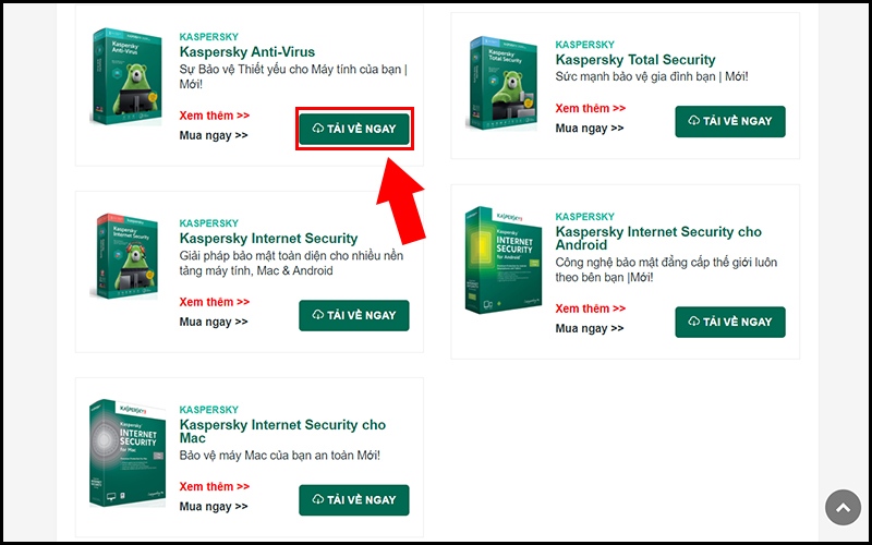 Tải phần mềm Kaspersky dành cho máy tính